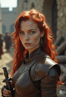 Sarah Jessica White, a charming and nimble Waterdhavian bard, wields a rapier with grace. Adorned in intricately detailed leather armor, her bold cherry-red hair and striking blue eyes captivate audiences. While she presents herself as a hero, hidden beneath her noble facade lies a scandalous secret and an insatiable desire for indulgence.