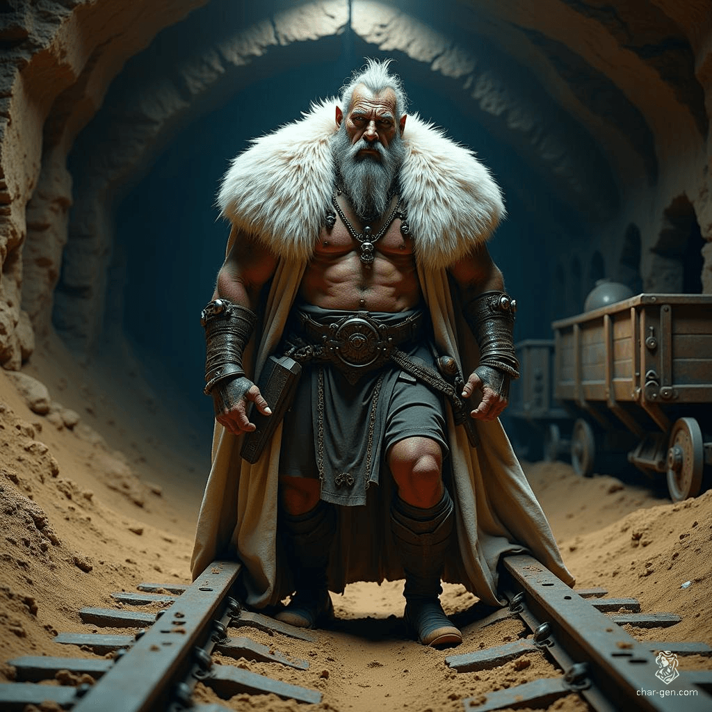 Braxton, an imposing elderly barbarian chief, embodies raw strength and wisdom. His wild, rugged appearance is matched by a fierce spirit. Clad in simple villager attire with a striking white fur cloak, he commands respect and fear in equal measure, ruling his clan with a powerful, unyielding presence.
