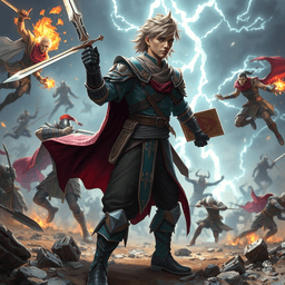 Valakhad, a tall and slim male Kalashtar with dual souls, excels as a wizard and military-trained sharpshooter. Orphaned young, he discovered his latent magical abilities with the guidance of mage Qibella Oakdream. Clad in enchanted garments, he wields a dagger and a staff, embodying intelligence and wisdom.