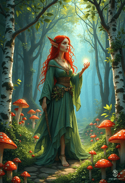 Keyleth, a petite Half-Elven druid of the Air tribe, wields extraordinary powers over nature despite her social awkwardness. With striking cherry-red hair and wise brown eyes, she embarks on a Noble Odyssey to protect Tal'Dorei and discover her true worth as a leader.