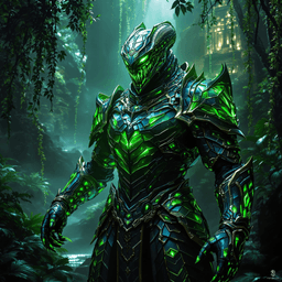 Behold the Armor of the Snake Lord, an ancient relic of serpent magic. Crafted from gleaming emerald and obsidian scales, this sleek suit vibrates with venomous enchantments. Its serpent-inspired design grants the wearer unparalleled agility and stealth, while the glowing eyes of the helm instill terror in foes and awe in allies.