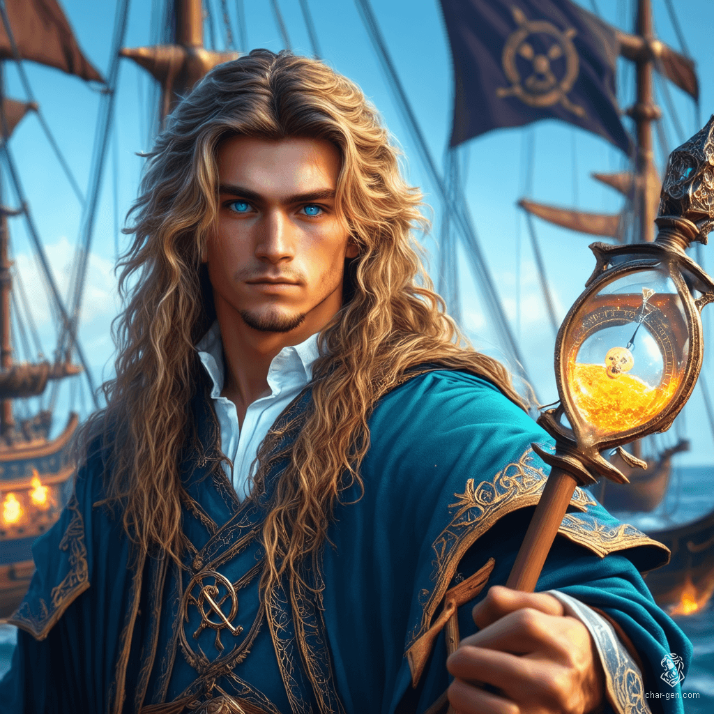 Ren Pendrix is a young male aasimar Chronurgy Wizard, blessed by the god of time. With long brown hair and piercing blue eyes, he commands knowledge and respect as a Lawful Good Lorehold student. Time bends around him as he wields an ornate quarterstaff and carries mystical symbols that reflect his celestial heritage.