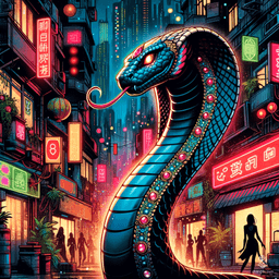 The jewel-adorned Naga is a mesmerizing creature with a serpentine body and a humanoid torso. Featuring a hooded cobra head and distinct dark skin, her graceful coils and hypnotic gaze make her both alluring and deadly, poised to strike at any moment.