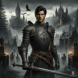 Marcus Thorne, a 25-year-old, 6'4, fair-skinned, and blue-eyed Paladin, wields a longsword and broad shield with noble precision. Born near Eden and mentored by Sir Galahad, Marcus's dignified aura is now tainted, as he becomes a chainmail-clad Oathbreaker possessed by a demon. His once unwavering loyalty fractures under dark influence.