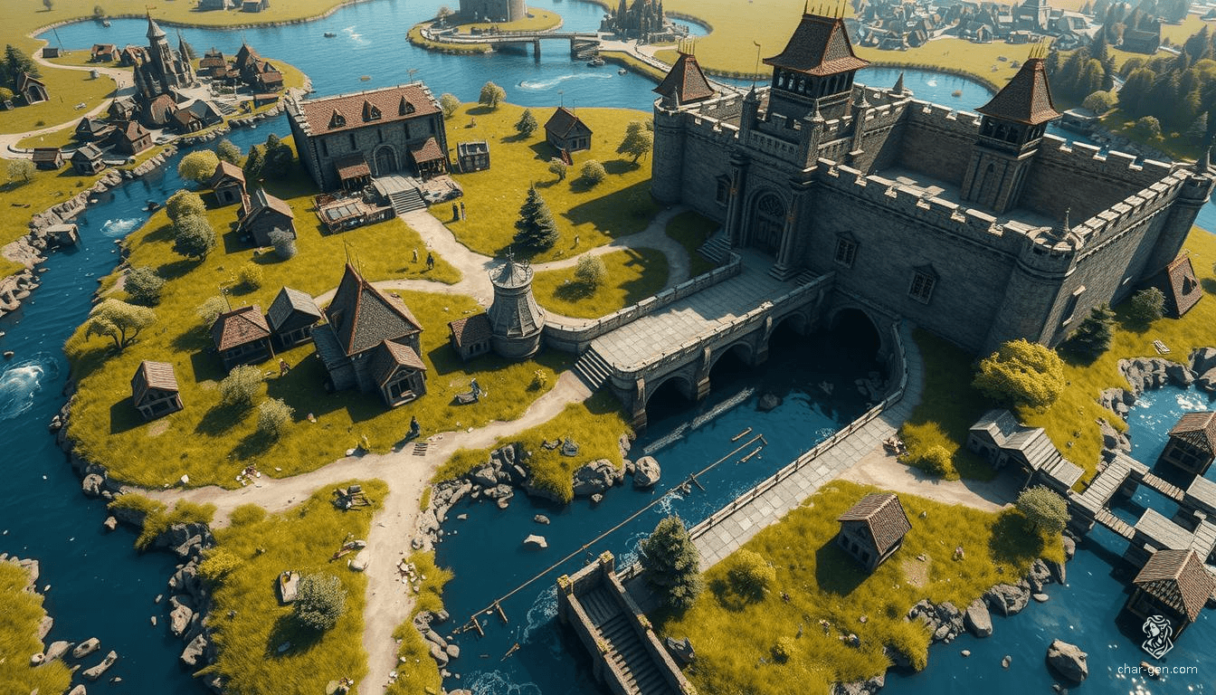 Discover the mystical Castle at the town's edge, flanked by a serene river. Explore hidden chambers filled with ancient relics, and navigate through cleverly disguised traps. Beware the enchanted gardens and secretive passageways that promise adventure and peril at every turn.