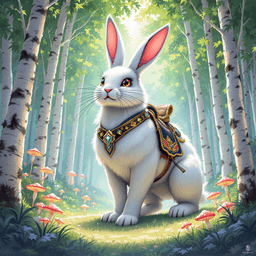 Little Bunny Zoomzoom is a magnificent mount known for its unmatched speed and agility. This colossal, sleek rabbit boasts pristine, straight fur and its expressive ears and whiskers elegantly folded back. With a custom saddle, it dashes effortlessly through enchanted groves, its boundless energy captivating all who witness its swift, graceful gallop.