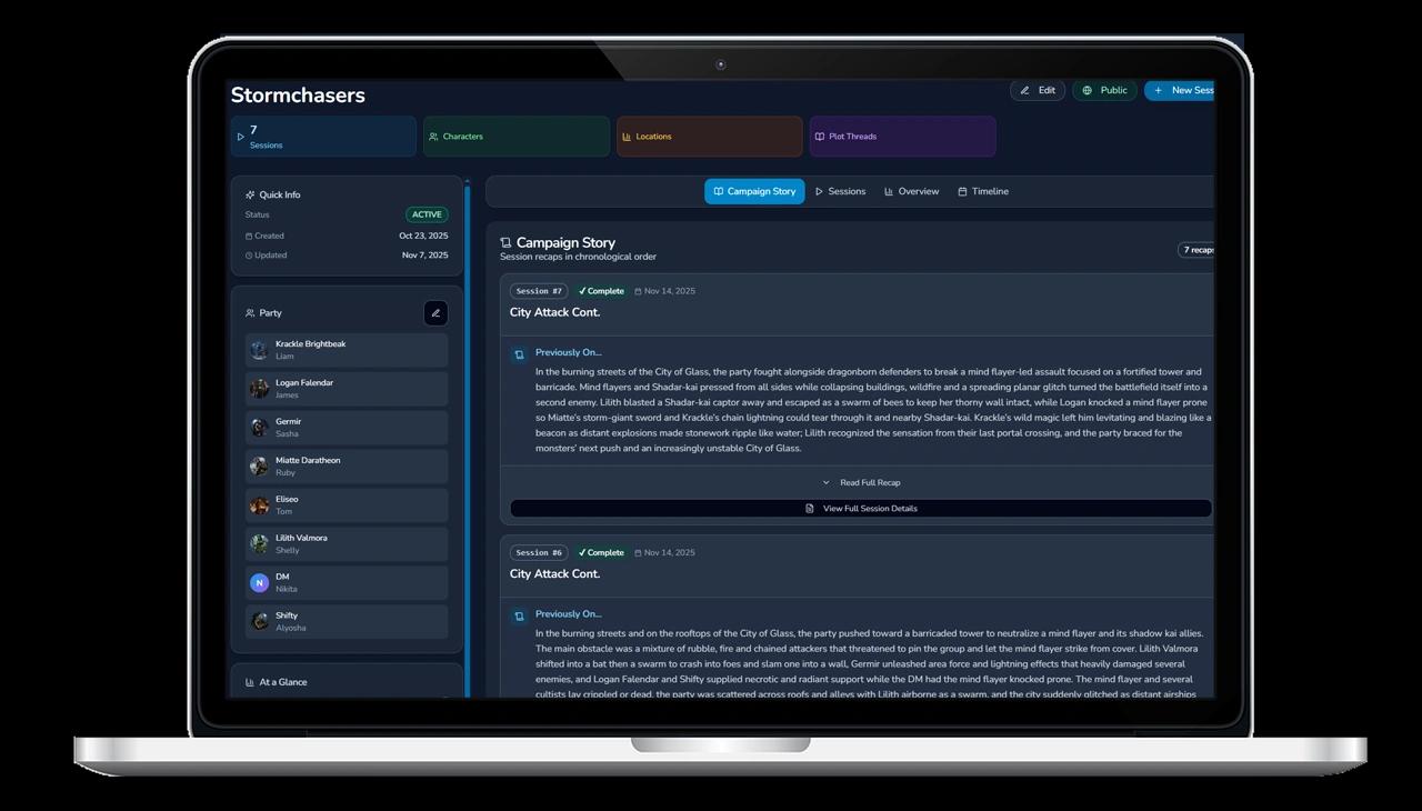 Automated RPG Session Summary Dashboard