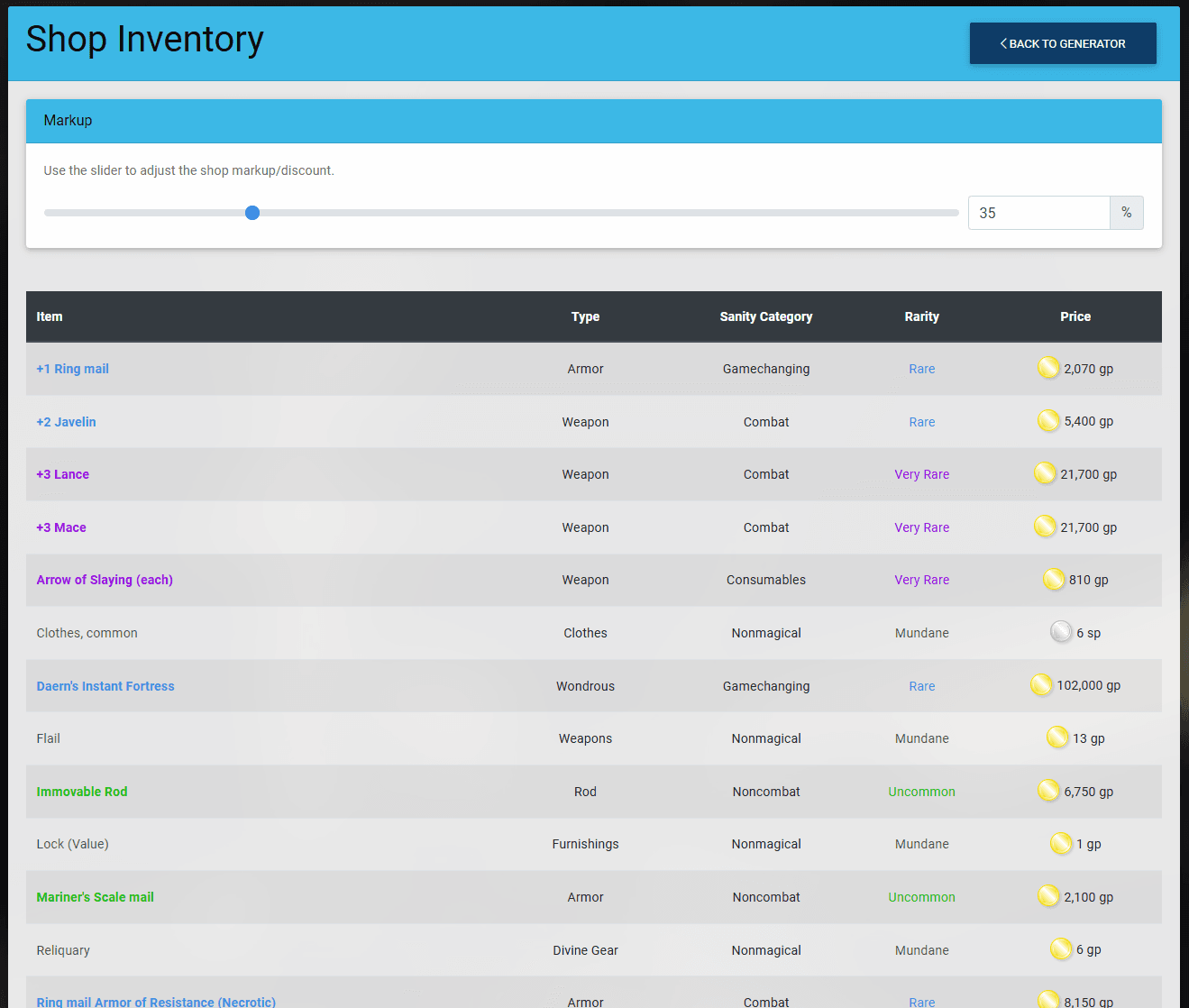 5eMagic.Shop's transparent pricing calculation interface showing adjustable variables