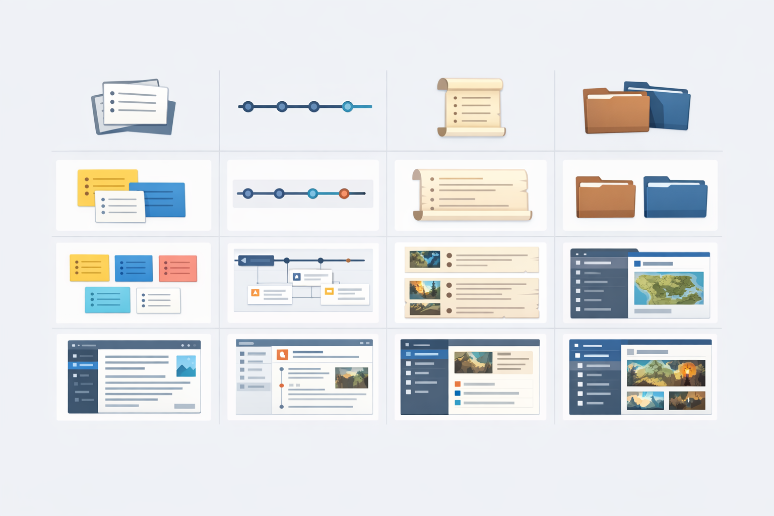 Comparison board for D&D session summary tool choices and workflow trade-offs