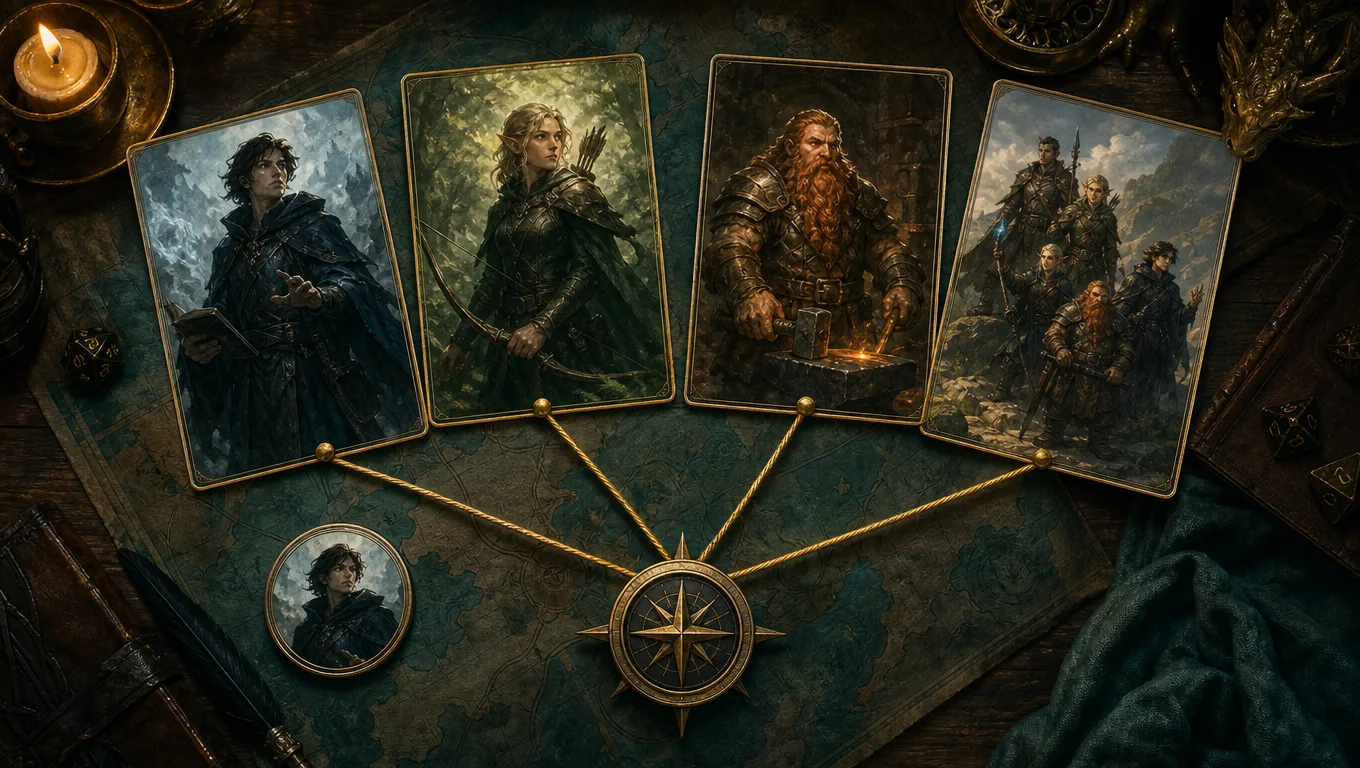 A practical D&D character-art decision guide comparing illustrated character continuity, VTT token use, party scenes, and campaign assets