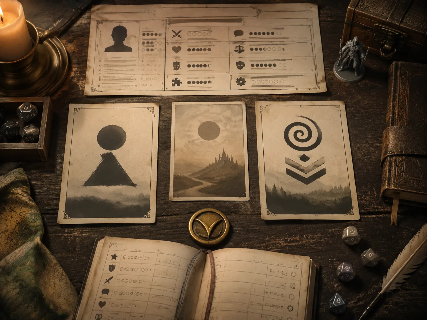 A Dungeon Master's model test note records the shared prompt, two anonymous candidates, the vote, and the next campaign art decision