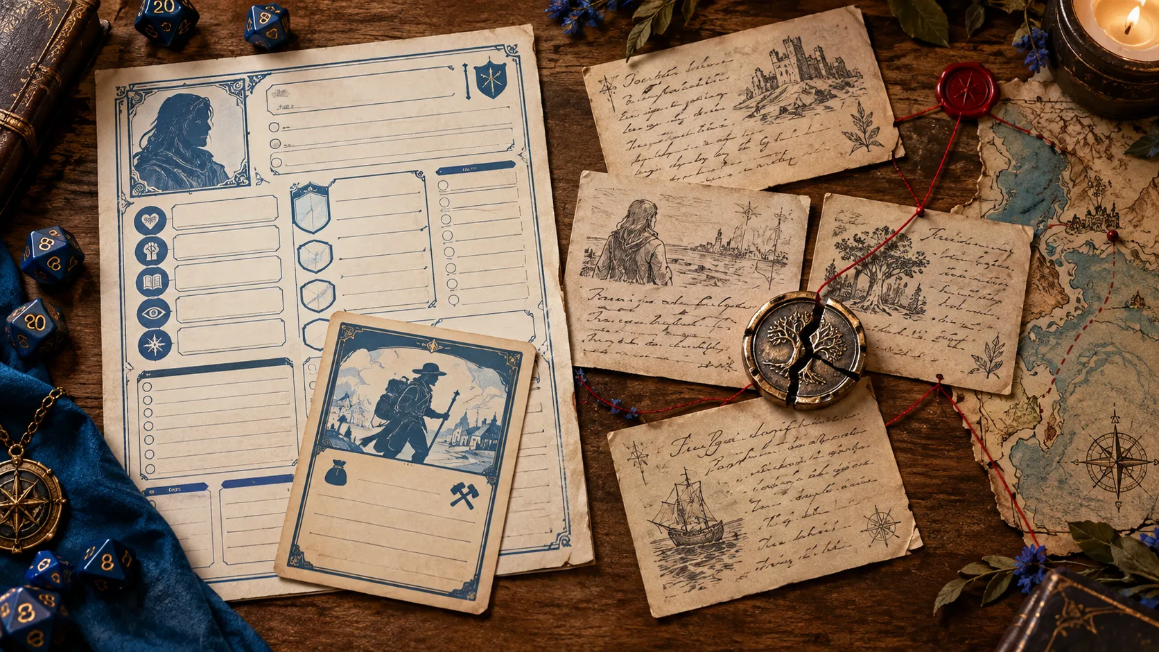 D&D character background and backstory worksheet linking a rules choice to a playable campaign hook