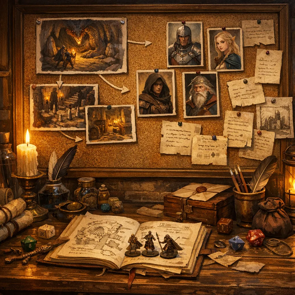Session recap workspace linking dungeon events, NPC notes, and campaign memory