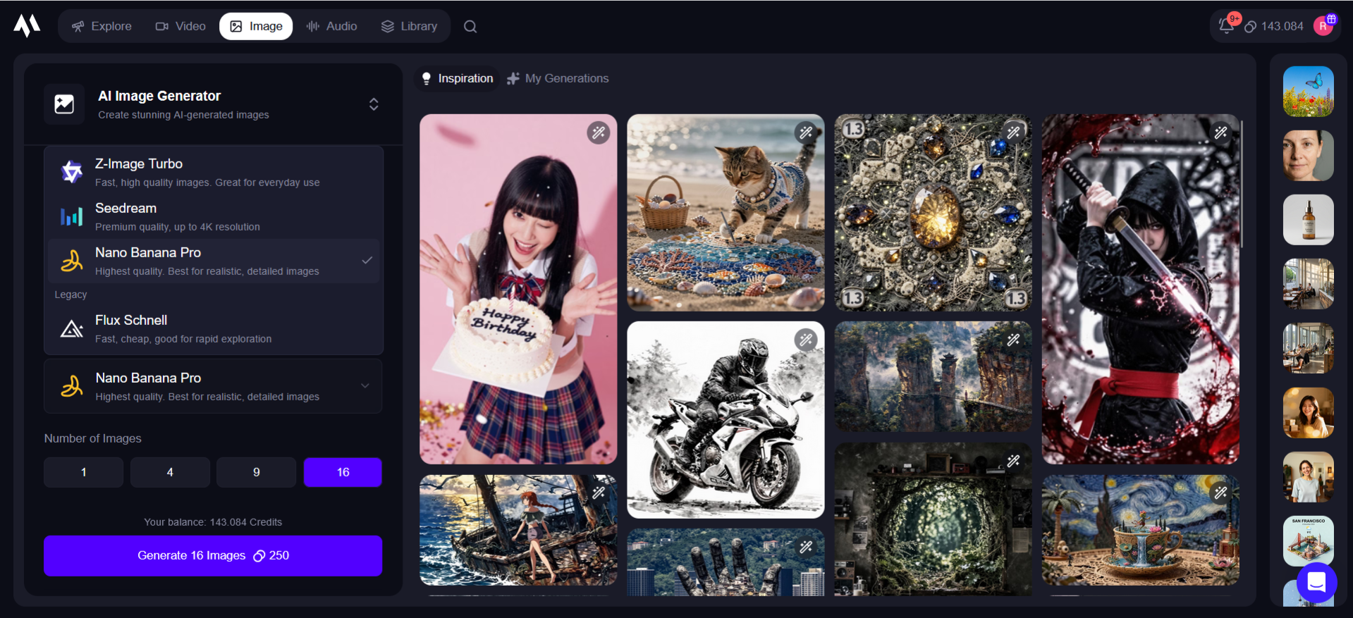 Magic Hour interface showing batch image generation with multiple model options