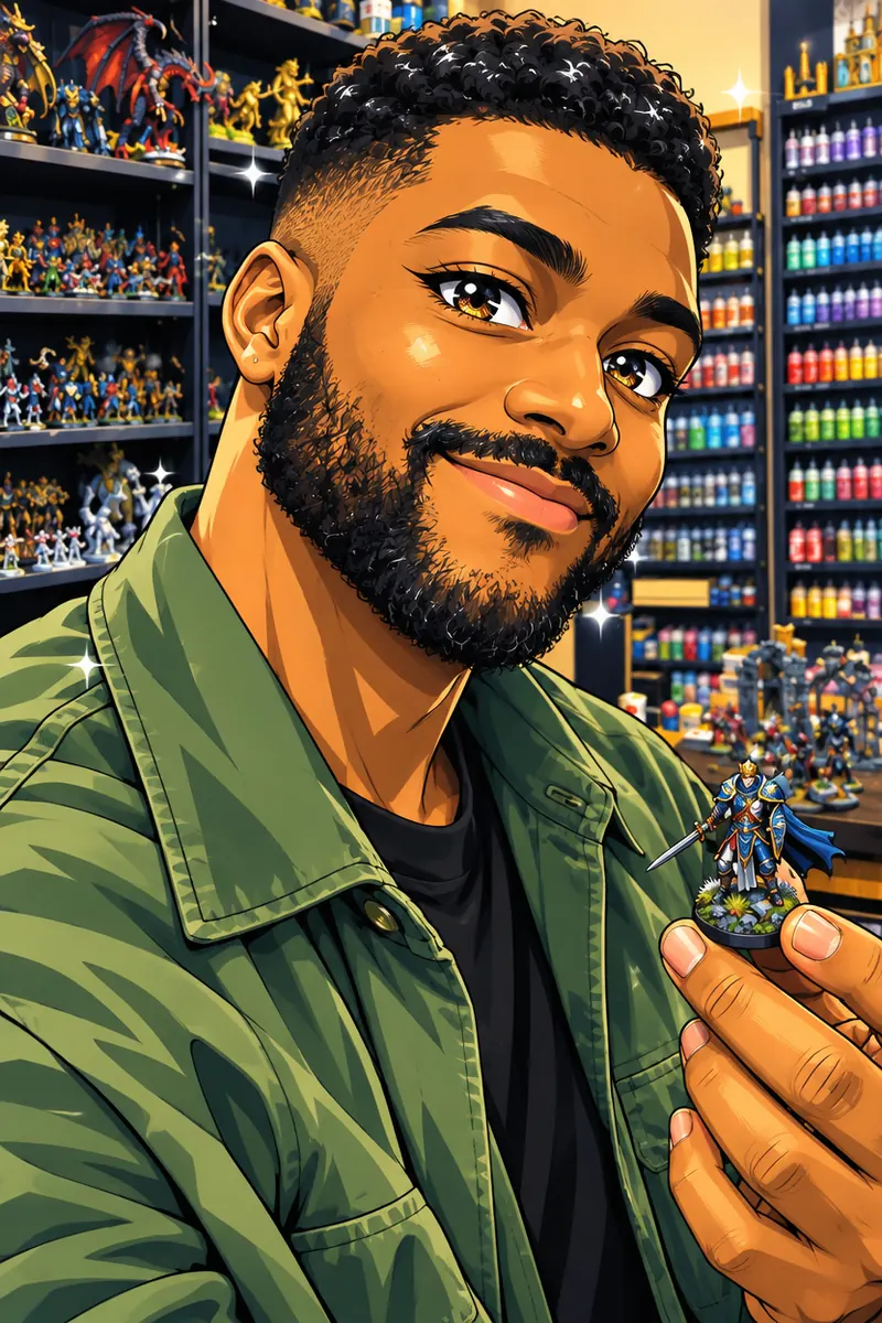 Anime portrait of the player in the game shop
