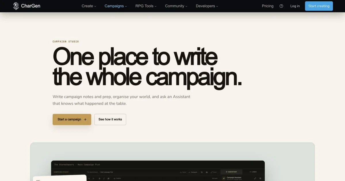 Campaign Writing Tool for D&D: Inside CharGen Studio