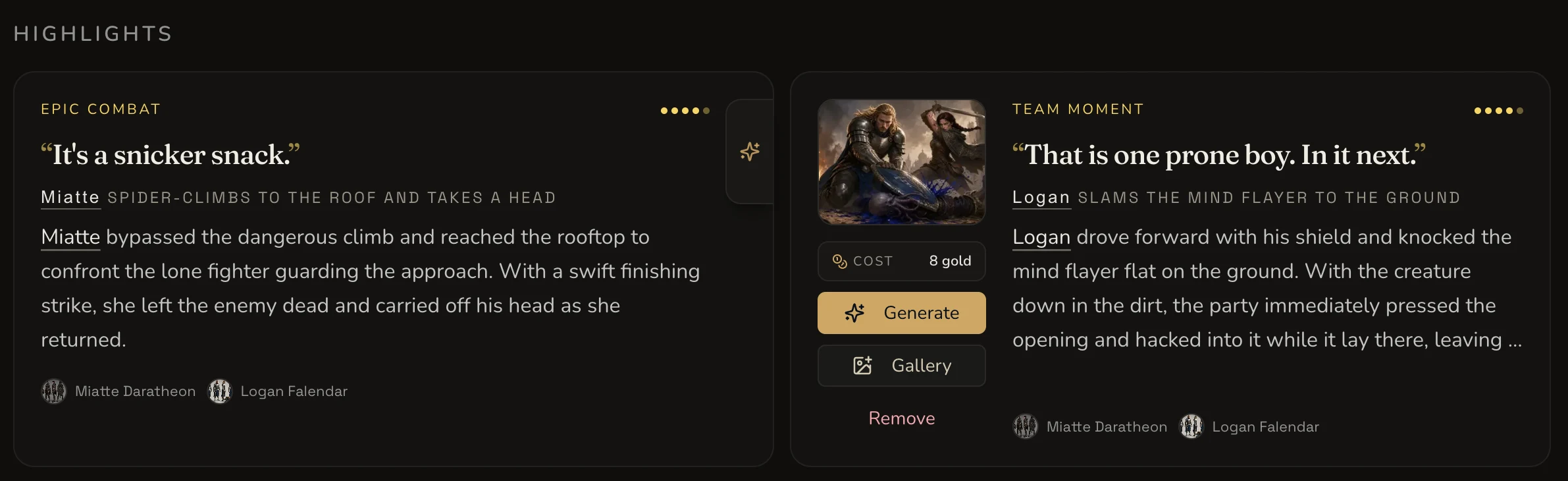 Two City of Glass highlights with memorable quotes, participants, importance and image controls