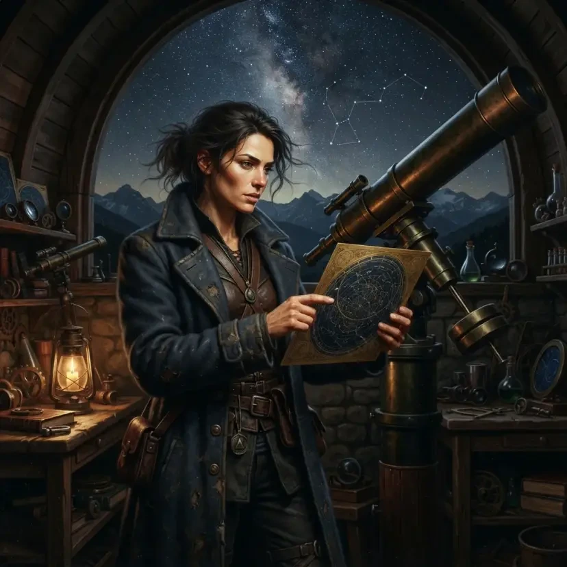 Owned Candlelit Star Chart source image shows the astronomer holding a star chart in a candlelit observatory.