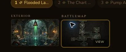 The Drowned Observatory result showing the retained automatic battlemap and two view-only image controls.