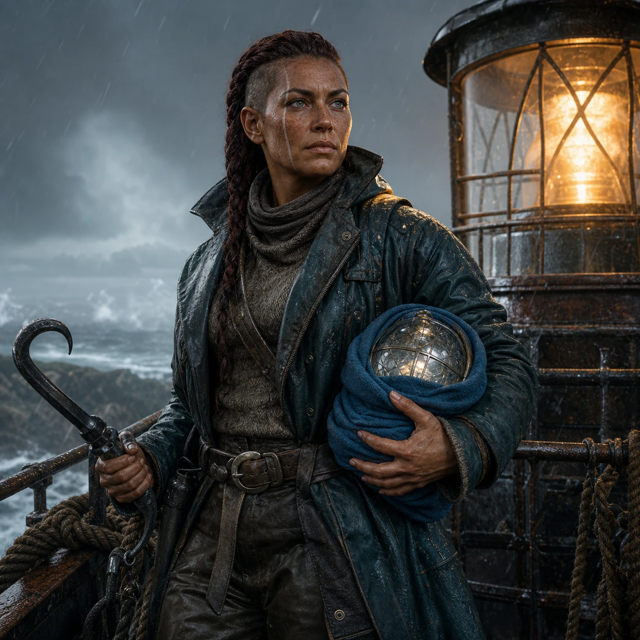 Approved text-free portrait artwork for Captain Ilyra Venn, expedition leader at Veyra's Crossing.